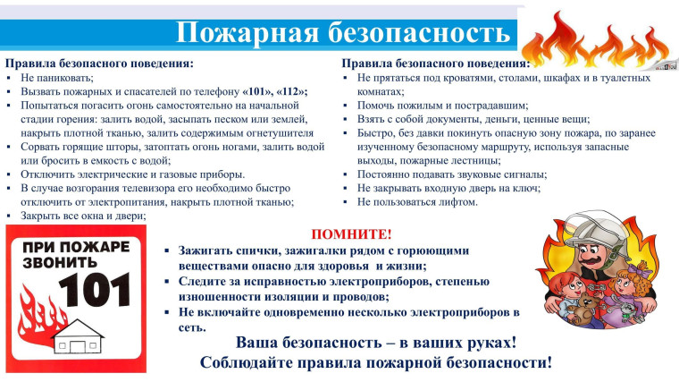 Памятка по пожарной безопасности.